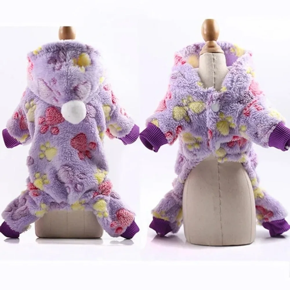Paw Print Pet Pajamas - Soft Stretch - Purple - Size Large - Picture 3 of 13